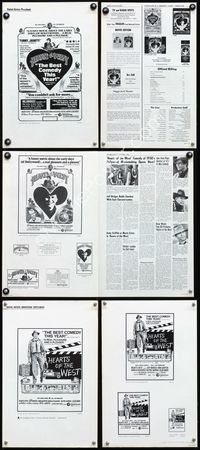4t440 HEARTS OF THE WEST pressbook '75 Hollywood cowboy Jeff Bridges, art by Richard Hess!