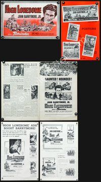 4t450 HIGH LONESOME pressbook '50 cool full-length art of John Barrymore Jr. with gun!