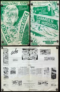 4t477 HUMAN MONSTER/CHAMBER OF HORRORS pressbook '40s English horror double-bill, cool art!