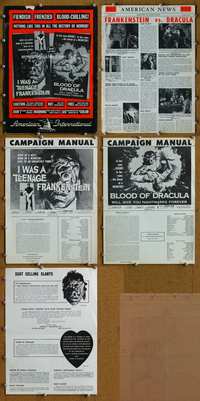 4t484 I WAS A TEENAGE FRANKENSTEIN/BLOOD OF DRACULA pressbook '57 AIP horror double-bill!