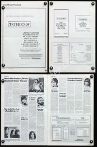 4t498 INTERIORS pressbook '78 Woody Allen, Diane Keaton, Mary Beth Hurt, Kristin Griffith!