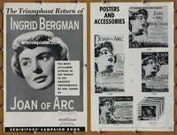 4t519 JOAN OF ARC pressbook R57 classic art of Ingrid Bergman in full armor on horse with sword!