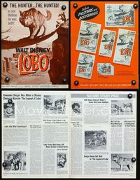 4t555 LEGEND OF LOBO pressbook '63 Walt Disney, King of the Wolfpack, artwork of wolf being hunted!