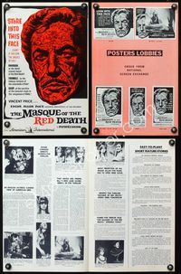 4t621 MASQUE OF THE RED DEATH pressbook '64 cool montage art of Vincent Price by Reynold Brown!