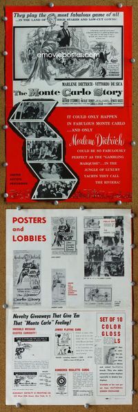 4t640 MONTE CARLO STORY pressbook '57 Dietrich, Vittorio De Sica, high stakes, low cut gowns!