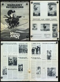 4t650 MURDER AHOY pressbook '64 funny art of Margaret Rutherford water skiing one-handed!