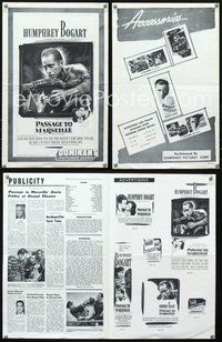4t702 PASSAGE TO MARSEILLE pressbook R56 great images of Humphrey Bogart & Michele Morgan!