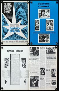 4t732 PSYCHO-CIRCUS pressbook '67 most horrifying syndicate of evil, art of sexy girl terrorized!