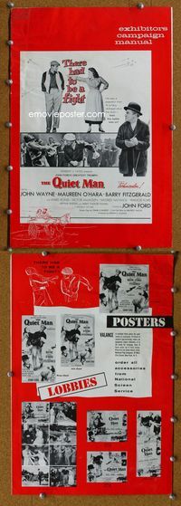 4t734 QUIET MAN pressbook R57 great image of John Wayne carrying Maureen O'Hara, John Ford!