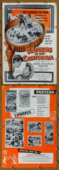 4t741 RAIDERS OF OLD CALIFORNIA pressbook '57 Jim Davis, Marty Robbins, Lee Van Cleef!