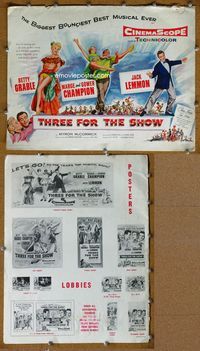 4t895 THREE FOR THE SHOW pressbook '54 Betty Grable, Jack Lemmon, Marge & Gower Champion!