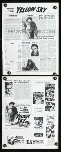 4t989 YELLOW SKY pressbook R52 romantic art of Gregory Peck & Anne Baxter, Richard Widmark!