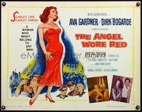 4v520 ANGEL WORE RED style B 1/2sh '60 full-length art of sexy Ava Gardner, Dirk Bogarde!