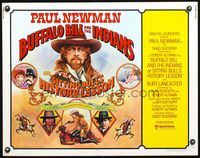 4v577 BUFFALO BILL & THE INDIANS 1/2sh '76 art of Paul Newman as William F. Cody by Willardson!