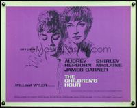 4v592 CHILDREN'S HOUR 1/2sh '62 close up artwork of Audrey Hepburn & Shirley MacLaine!