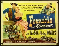 4v668 FRENCHIE style B 1/2sh '51 sexy lace-trimmed Shelley Winters with sheriff Joel McCrea!