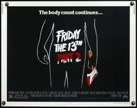 4v669 FRIDAY THE 13th 2 1/2sh '81 summer camp slasher horror sequel, the body count continues!