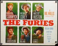 4v673 FURIES style B 1/2sh '50 Anthony Mann, different portraits of top cast including Stanwyck!
