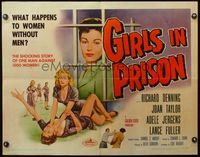 4v679 GIRLS IN PRISON 1/2sh '56 classic sexy bad girl cat fight image, women without men!