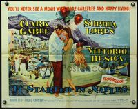 4v729 IT STARTED IN NAPLES style B 1/2sh '60 romantic art of Clark Gable with sexy Sophia Loren!