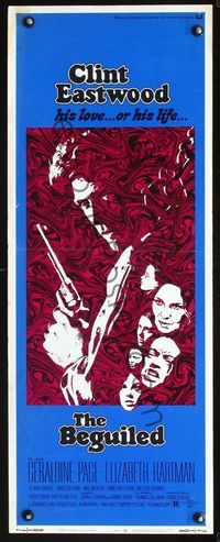4w048 BEGUILED insert '71 cool psychedelic art of Clint Eastwood, Geraldine Page, Don Siegel