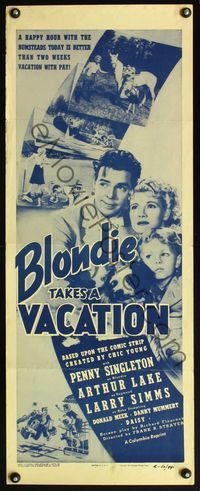 4w068 BLONDIE TAKES A VACATION insert R50 Penny Singleton & Arthur Lake go to the country!