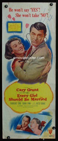 4w156 EVERY GIRL SHOULD BE MARRIED insert '48 wacky close-up of Cary Grant, Diana Lynn, Betsy Drake