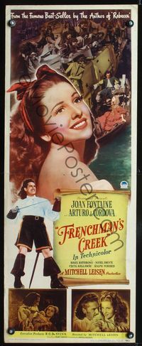 4w182 FRENCHMAN'S CREEK insert '44 c/u of pretty Joan Fontaine, swashbuckler Arturo de Cordova!