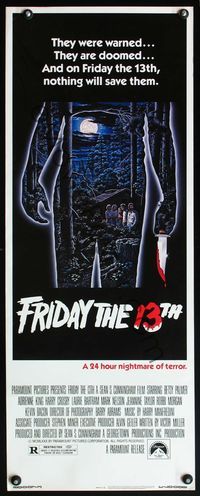 4w183 FRIDAY THE 13th insert '80 great Alex Ebel art, slasher horror classic, 24 hours of terror!