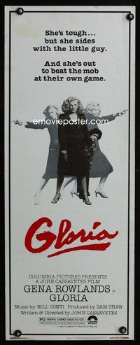 4w197 GLORIA insert '80 John Cassavetes, three images of Gena Rowlands with gun!