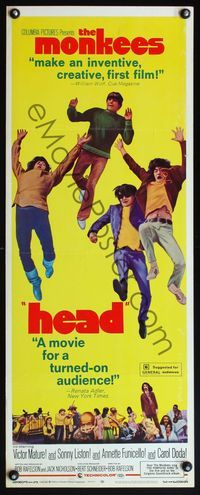 4w219 HEAD insert '68 The Monkees, Peter Tork, Davy Jones, Micky Dolenz, Michael Nesmith!