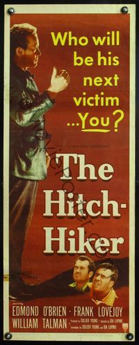 4w227 HITCH-HIKER insert '53 completely different image, who will be the hitchhiker's next victim!