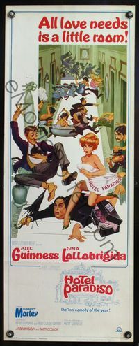 4w236 HOTEL PARADISO insert '66 Frank Frazetta art of Alec Guinness & sexy Gina Lollobrigida!