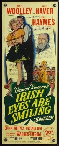 4w262 IRISH EYES ARE SMILING insert '44 Dick Haymes embraces pretty June Haver, Monty Woolley