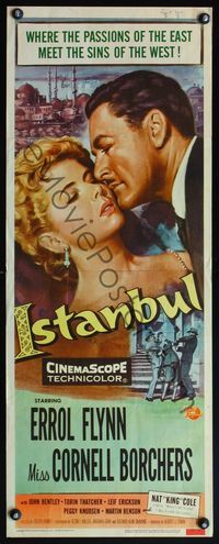 4w264 ISTANBUL insert '57 Errol Flynn & Cornell Borchers in Turkey's city of a thousand secrets!