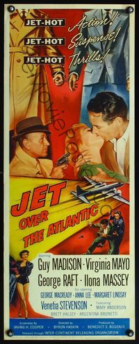 4w269 JET OVER THE ATLANTIC insert '59 Guy Madison, Virginia Mayo, George Raft, panic in the skies!