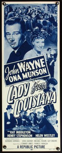 4w287 LADY FROM LOUISIANA insert R53 different image of John Wayne & pretty Ona Munson!