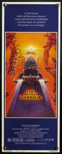 4w326 MAD MAX 2: THE ROAD WARRIOR insert '81 Mel Gibson returns as Mad Max, art by Commander!