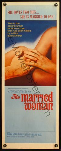4w339 MARRIED WOMAN insert '65 Jean-Luc Godard's Une femme mariee, controversial sex triangle!