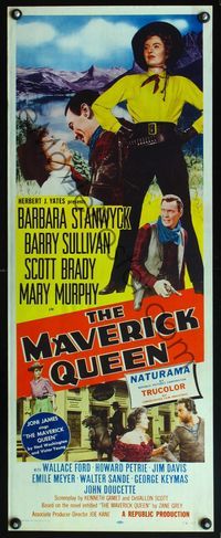 4w342 MAVERICK QUEEN insert '56 full-length cowgirl Barbara Stanwyck, from Zane Grey's novel!