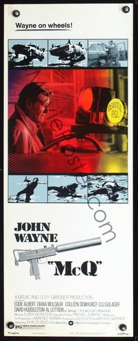 4w344 McQ insert '74 John Sturges, police detective John Wayne on wheels, Eddie Albert