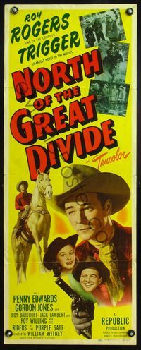 4w371 NORTH OF THE GREAT DIVIDE insert '50 great images of cowboy Roy Rogers, c/u & on Trigger!