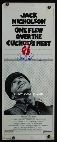4w385 ONE FLEW OVER THE CUCKOO'S NEST signed insert '75 by Jack Nicholson, Milos Forman classic!