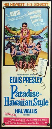 4w394 PARADISE - HAWAIIAN STYLE insert '66 Elvis Presley on the beach with sexy tropical babes!