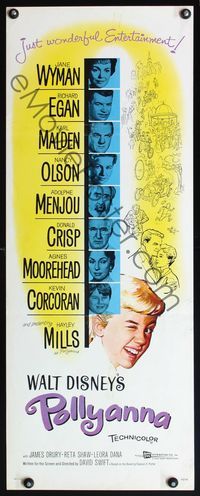 4w426 POLLYANNA insert '60 art of winking Hayley Mills, Jane Wyman, Karl Malden, Disney!