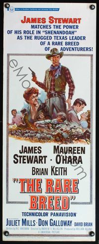 4w457 RARE BREED insert '66 art of Texas leader James Stewart, Maureen O'Hara & Brian Keith!