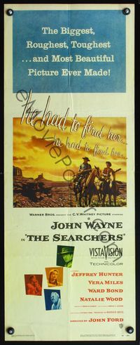 4w507 SEARCHERS insert '56 classic art of John Wayne in Monument Valley, directed by John Ford!