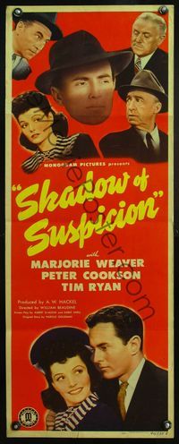 4w518 SHADOW OF SUSPICION insert '44 detective Peter Cookson frames himself to catch jewel thieves!