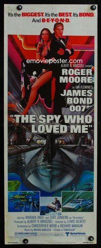 4w585 SPY WHO LOVED ME insert '77 great art of Roger Moore as James Bond by Bob Peak!