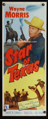4w592 STAR OF TEXAS insert '53 great close up of sheriff Wayne Morris holding smoking gun!
